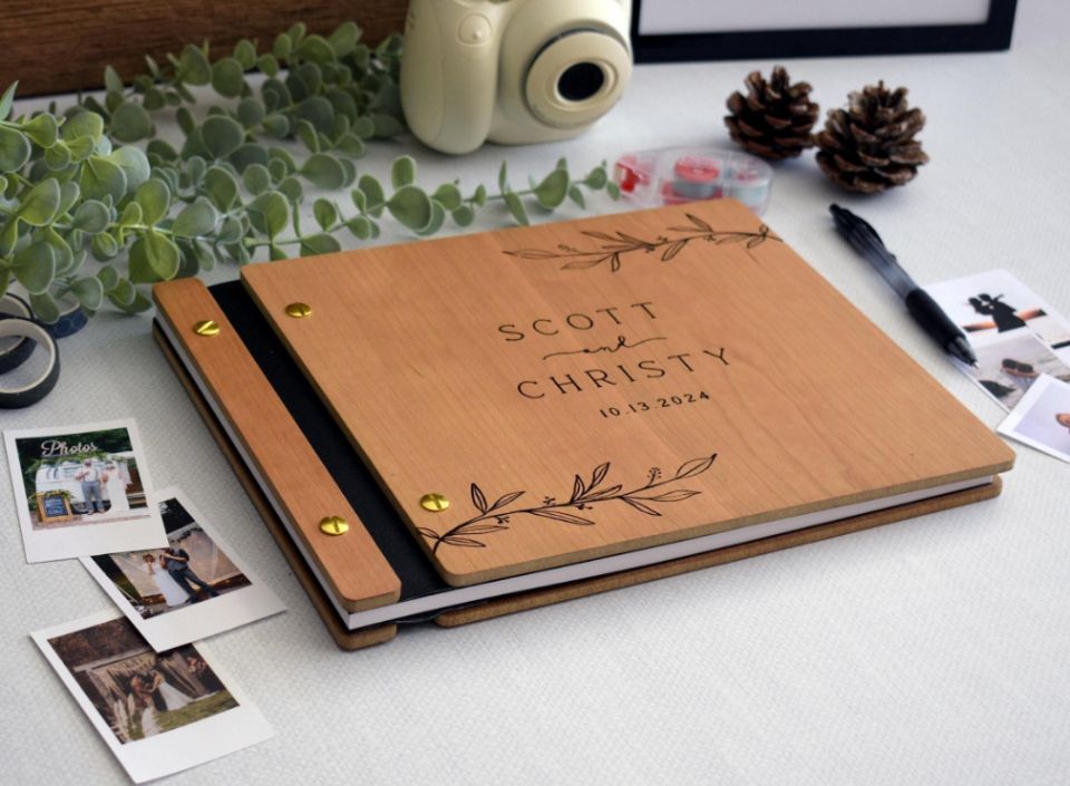 Wooden Wedding Guest Book Phot - Polaroid Photo Album ulasan dan harga