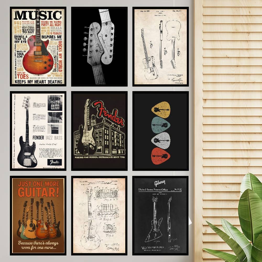 Guitar Collection Self-adhesiv - Vintage Collectible Posters ulasan dan harga