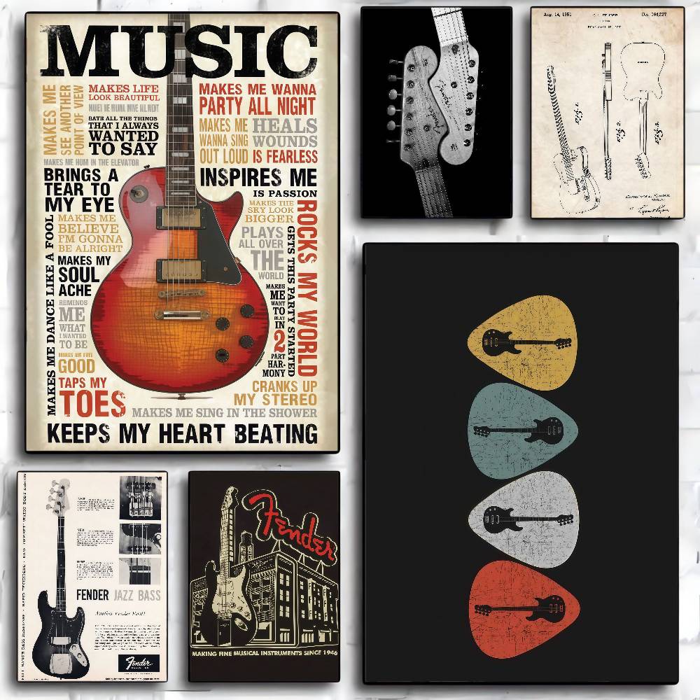 Guitar Collection Self-adhesiv - Vintage Collectible Posters ulasan dan harga