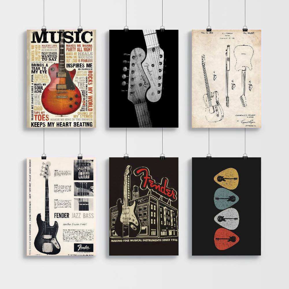 Guitar Collection Self-adhesiv - Vintage Collectible Posters ulasan dan harga