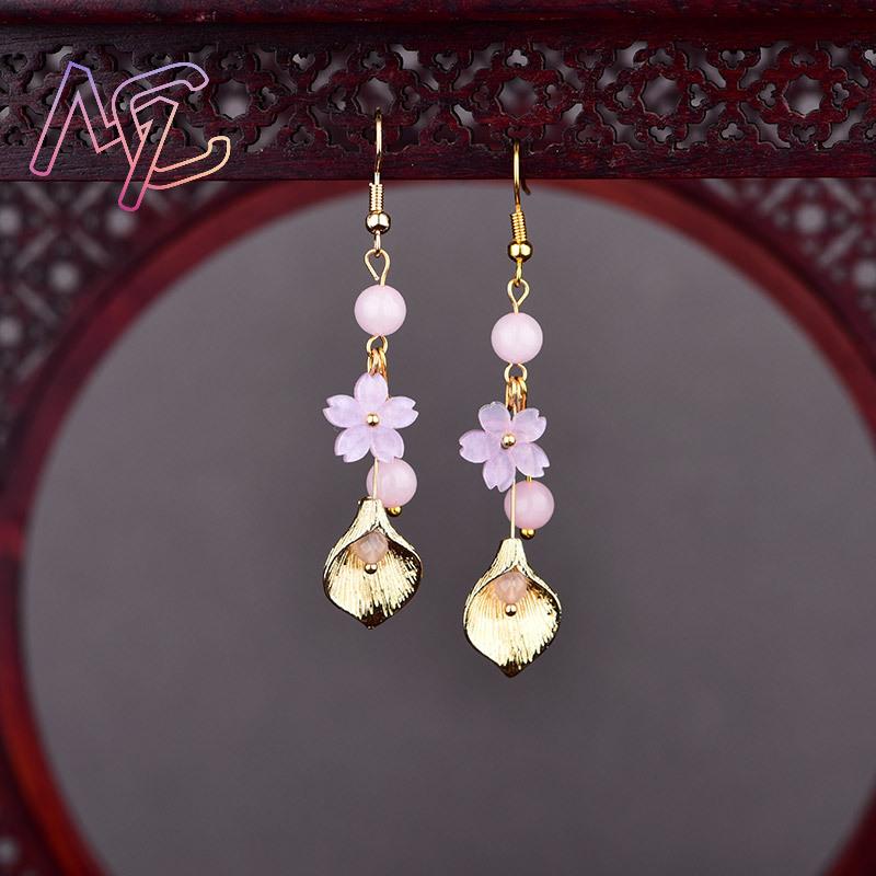 Pink Natural Jade Flower Earri - Vintage Collectibles For Sale ulasan dan harga