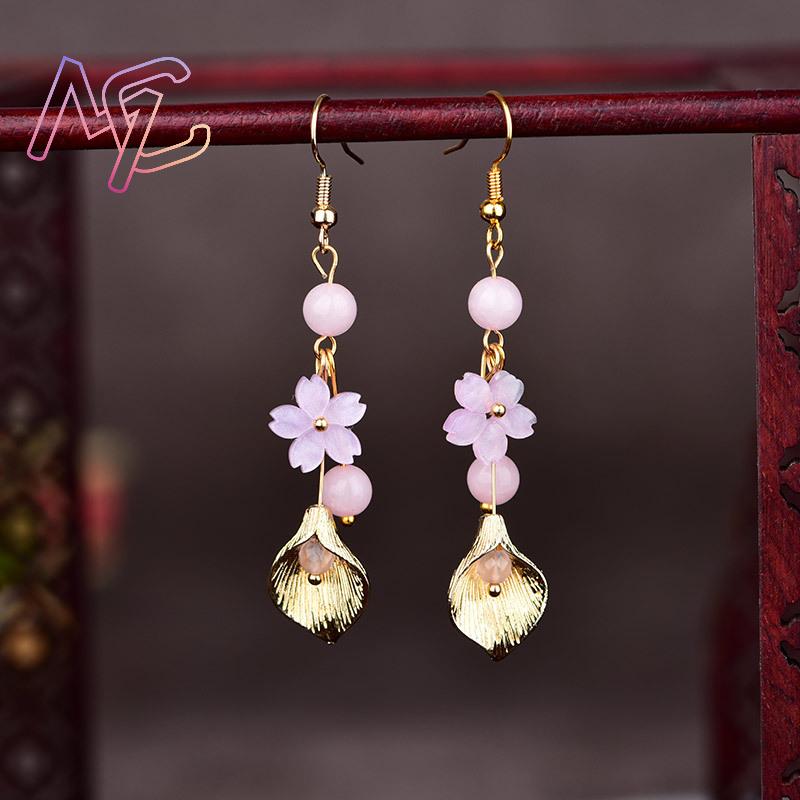 Pink Natural Jade Flower Earri - Vintage Collectibles For Sale ulasan dan harga