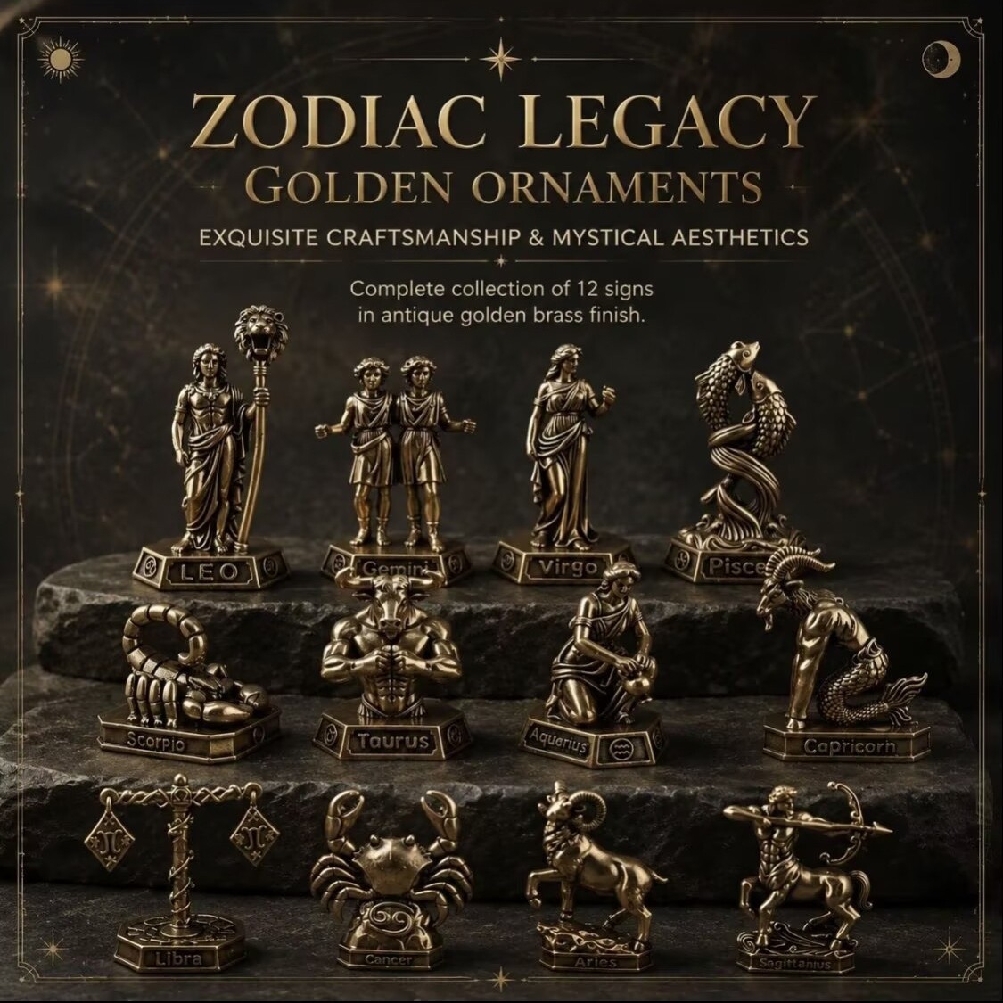 Handmade Brass Zodiac Ornament - Vintage Collectible Furniture ulasan dan harga