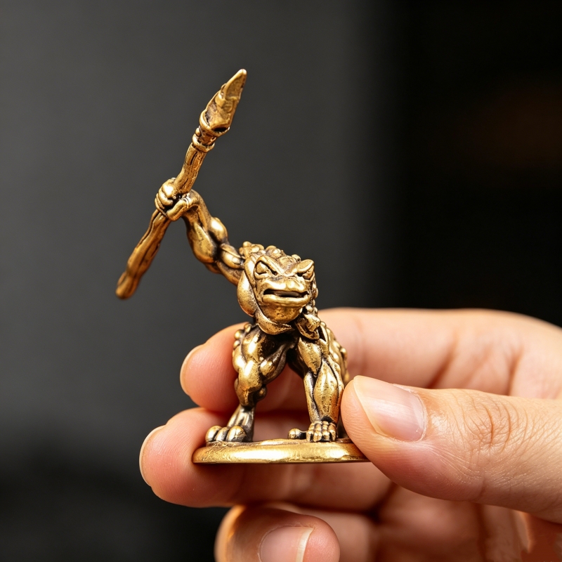 Vintage Brass Frog Warrior Fig - Vintage Collectible Furniture ulasan dan harga