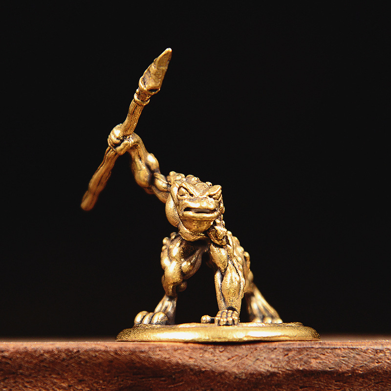 Vintage Brass Frog Warrior Fig - Vintage Collectible Furniture ulasan dan harga